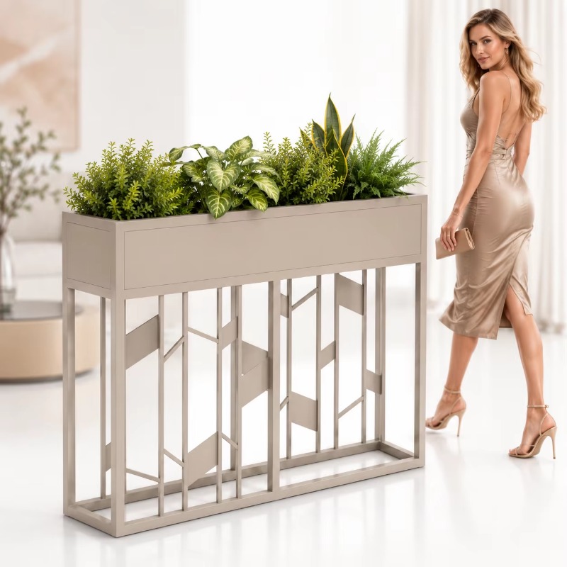 Room Divider Screen - Матовый черный металлический ящик-кашпо 80 см