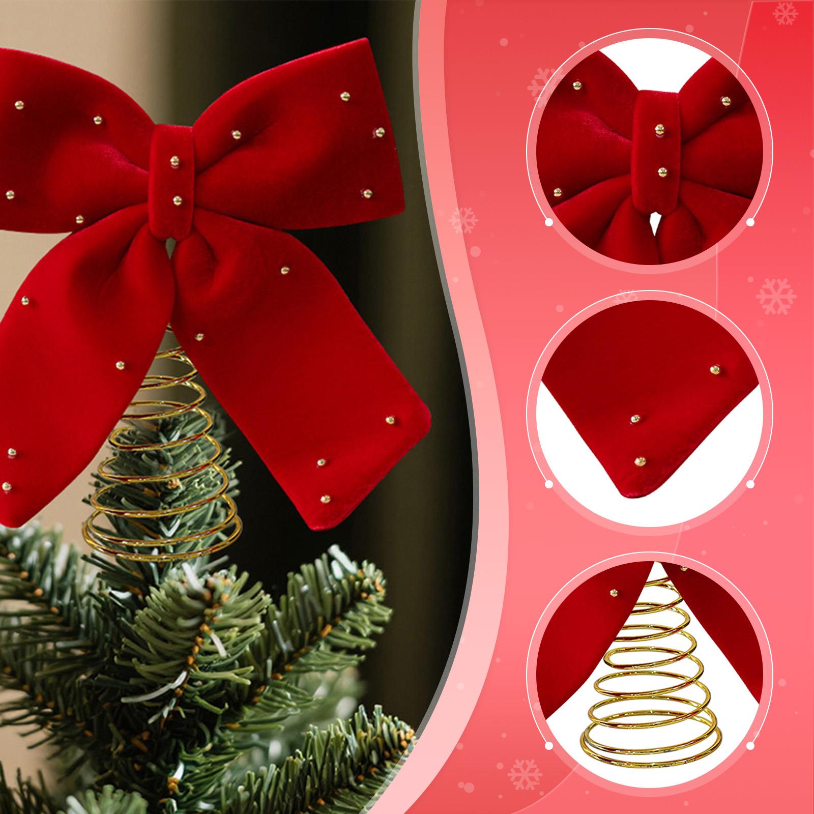 Home Xmas Decor Ideas - Элегантная красная елочная игрушка-бант с металлическим