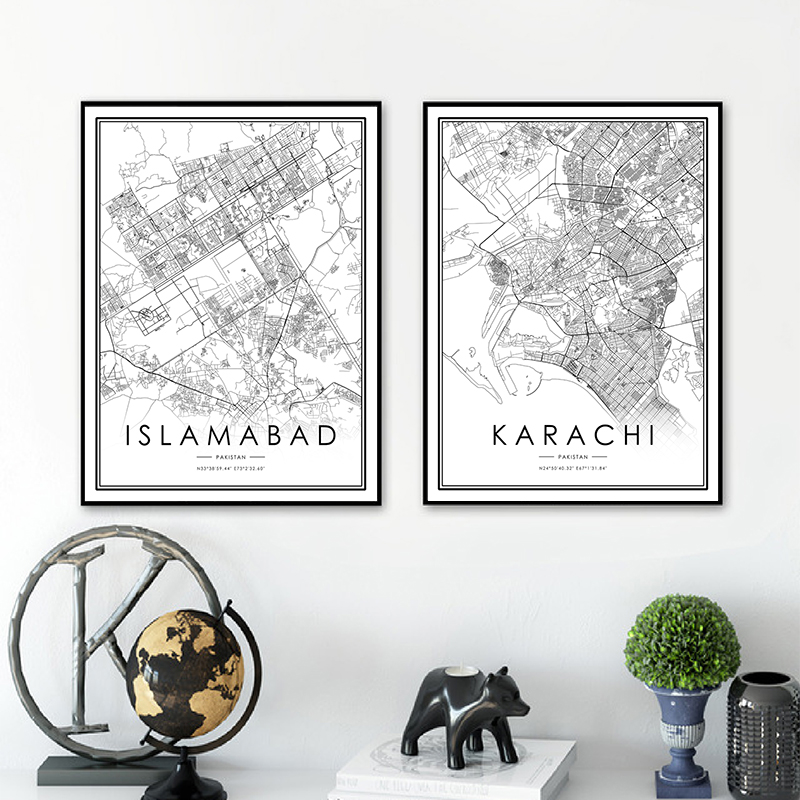 Home Decor Karachi - Карта города Карачи, плакат, Карта города