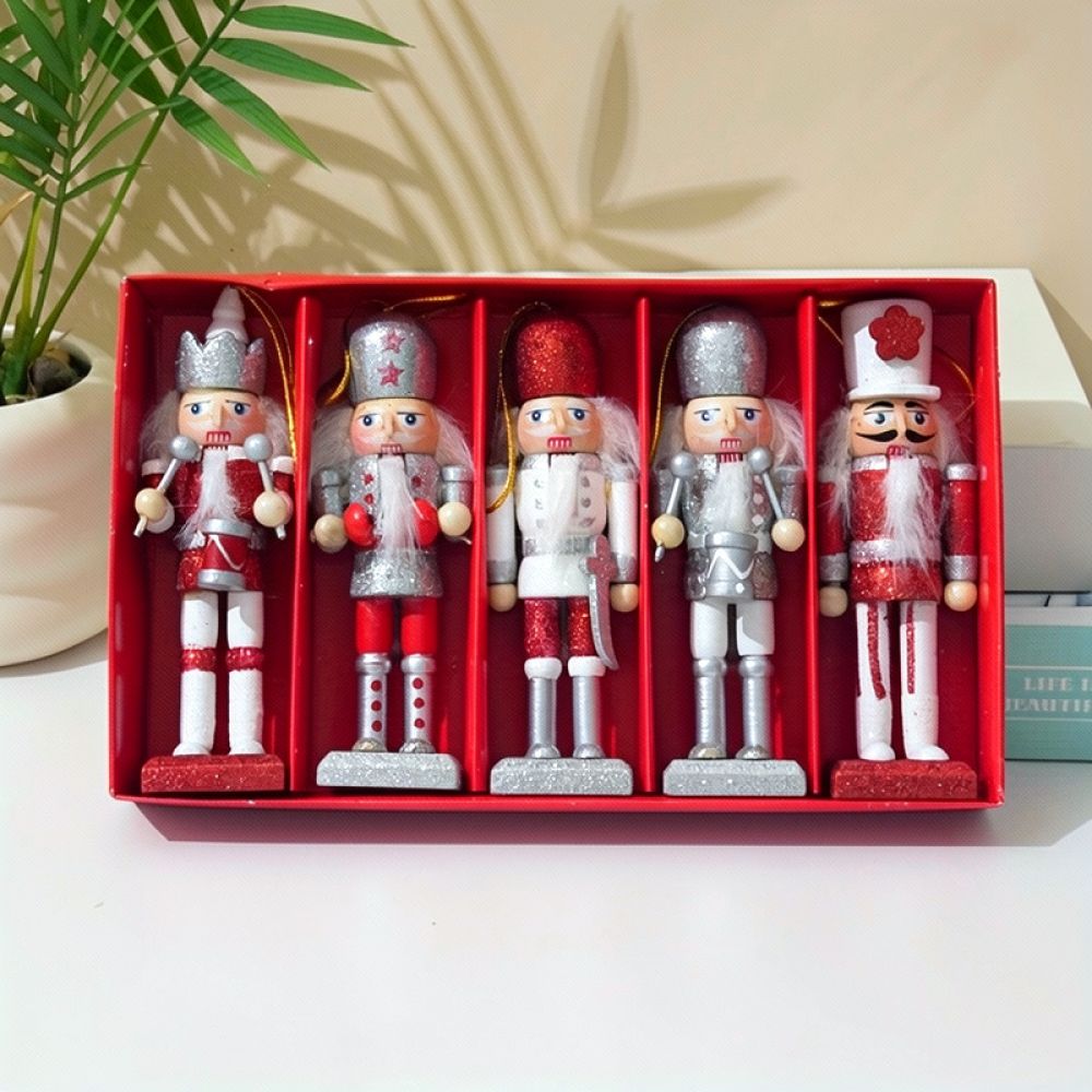 Home Xmas Decor Ideas - Деревянная фигурка солдата-щелкунчика с блестками, новогоднее