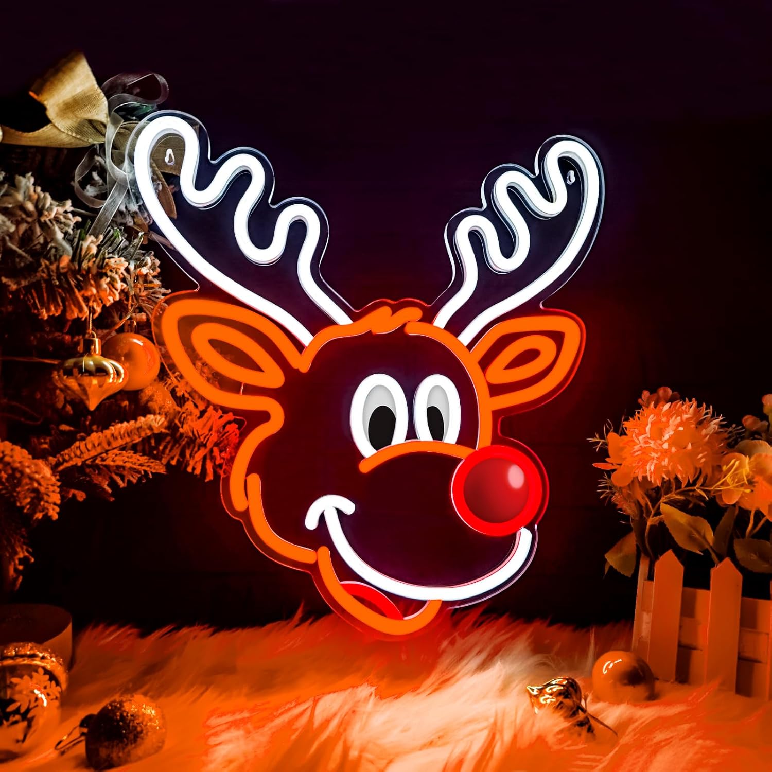 Home Xmas Decor Ideas - Милая рождественская неоновая вывеска с оленями